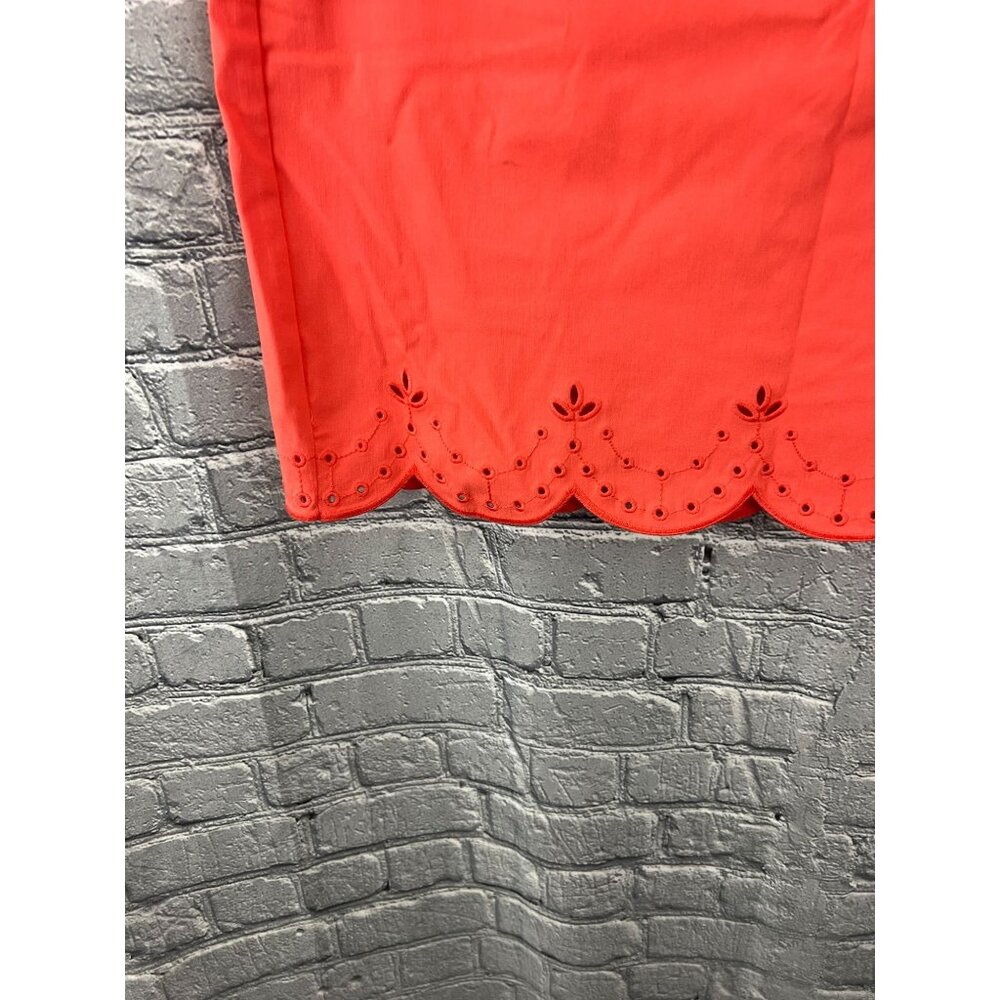 NWT Chico's Size 2.5 US 14 So Slimming Brigitte Coral Eyelet Scalloped Twill Sk - Picture 7 of 9